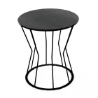 Round Coffee Table with Steel Base and Stoneware Top Made in Italy - Alisea Viadurini