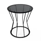 Round Coffee Table with Steel Base and Glass Top Made in Italy - Alisea Viadurini