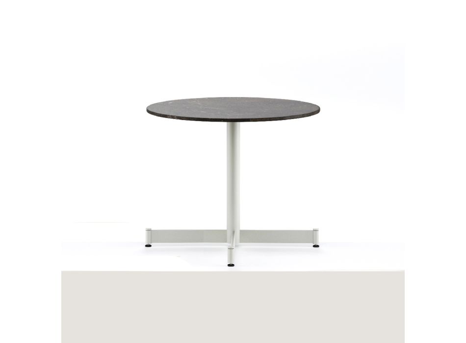 Round Outdoor Coffee Table with Steel Base Made in Italy - Armony Viadurini