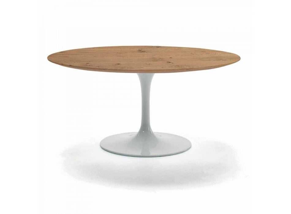 Round Coffee Table with Veneered Top Made in Italy - Dollars Viadurini