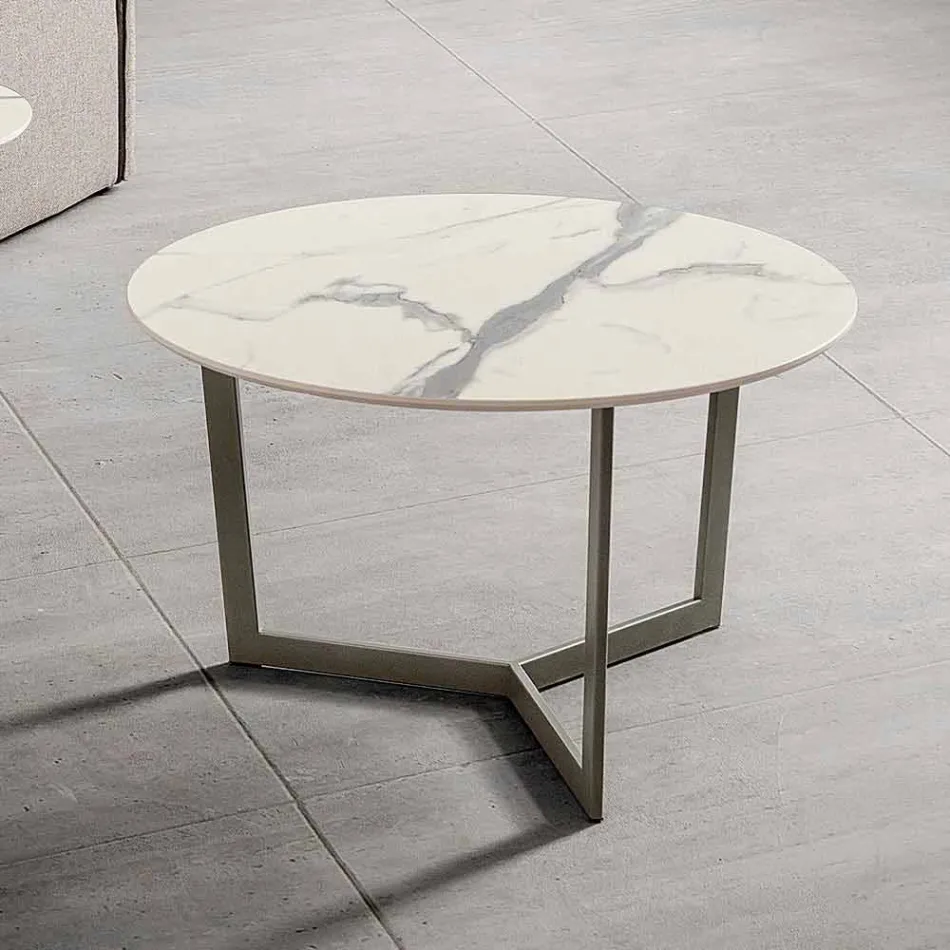 Round Coffee Table with Hpl Top Made in Italy - Mina Viadurini