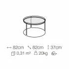 Round Metal Coffee Table with Glass Top Made in Italy - George Viadurini