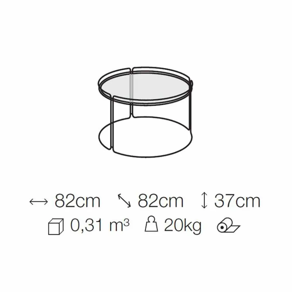 Round Metal Coffee Table with Glass Top Made in Italy - George Viadurini