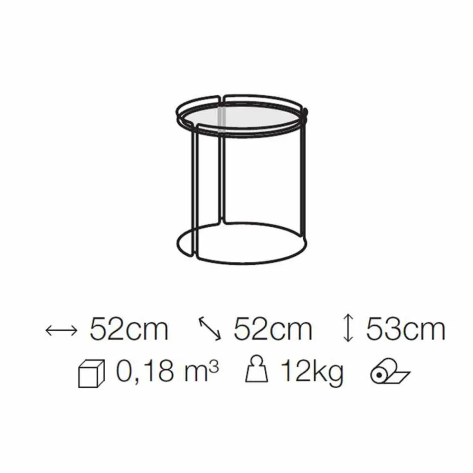 Round Metal Coffee Table with Glass Top Made in Italy - George Viadurini