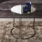 Round Metal Coffee Table with Glass Top Made in Italy - George Viadurini