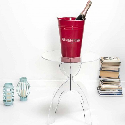 Round design coffee table, in transparent PMMA Laives Viadurini