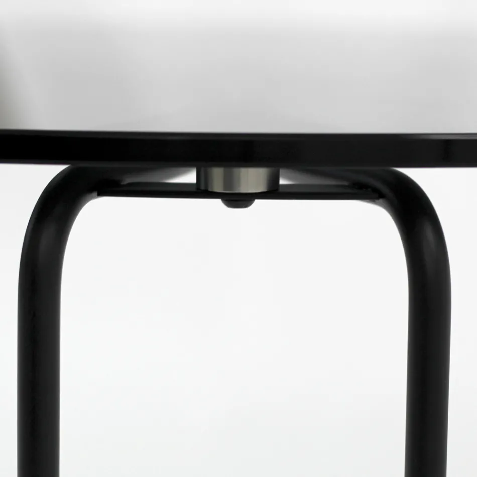 Round Glass Coffee Table with 3 Crescent Base Made in Italy - Arepa Viadurini