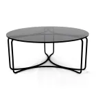 Round Glass Coffee Table with 3 Crescent Base Made in Italy - Arepa Viadurini