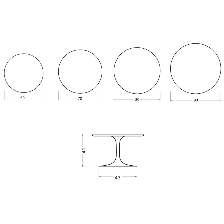 Saarinen Tulip Round Coffee Table H 41 cm in Matte White Florim Ceramic - Scarlet Viadurini