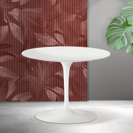 Saarinen Tulip Round Coffee Table H 41 cm in Matte White Florim Ceramic - Scarlet Viadurini