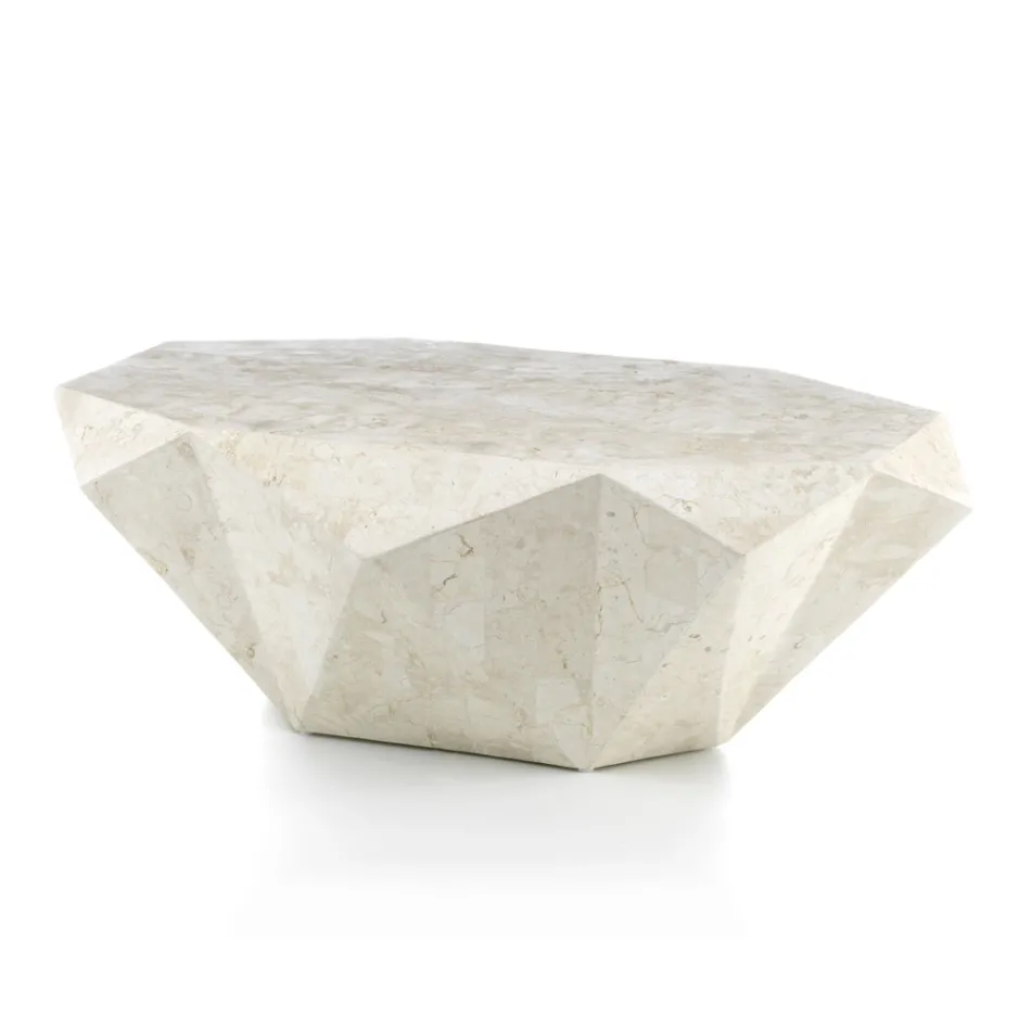 Indoor Shaped Coffee Table in Fossil Stone Different Finishes - Headphones Viadurini