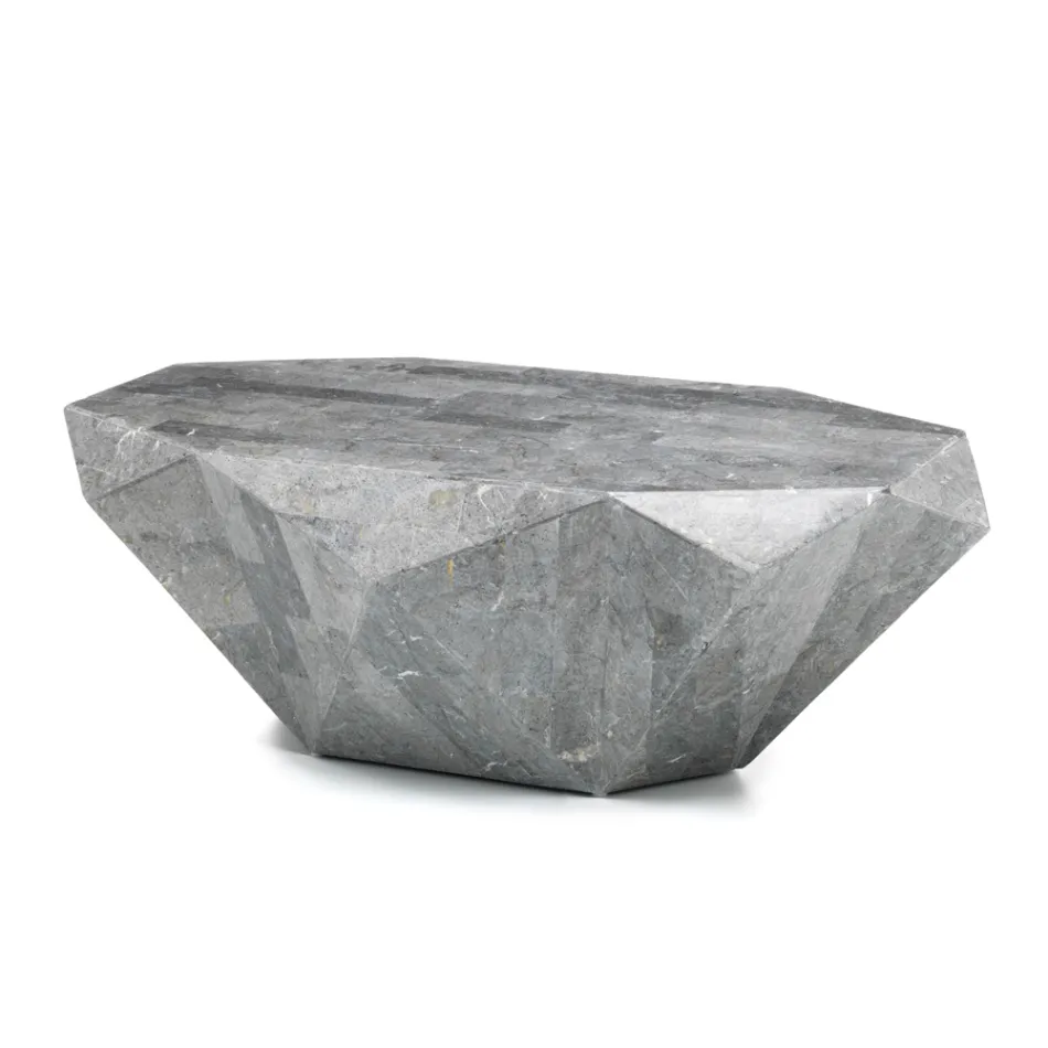 Indoor Shaped Coffee Table in Fossil Stone Different Finishes - Headphones Viadurini