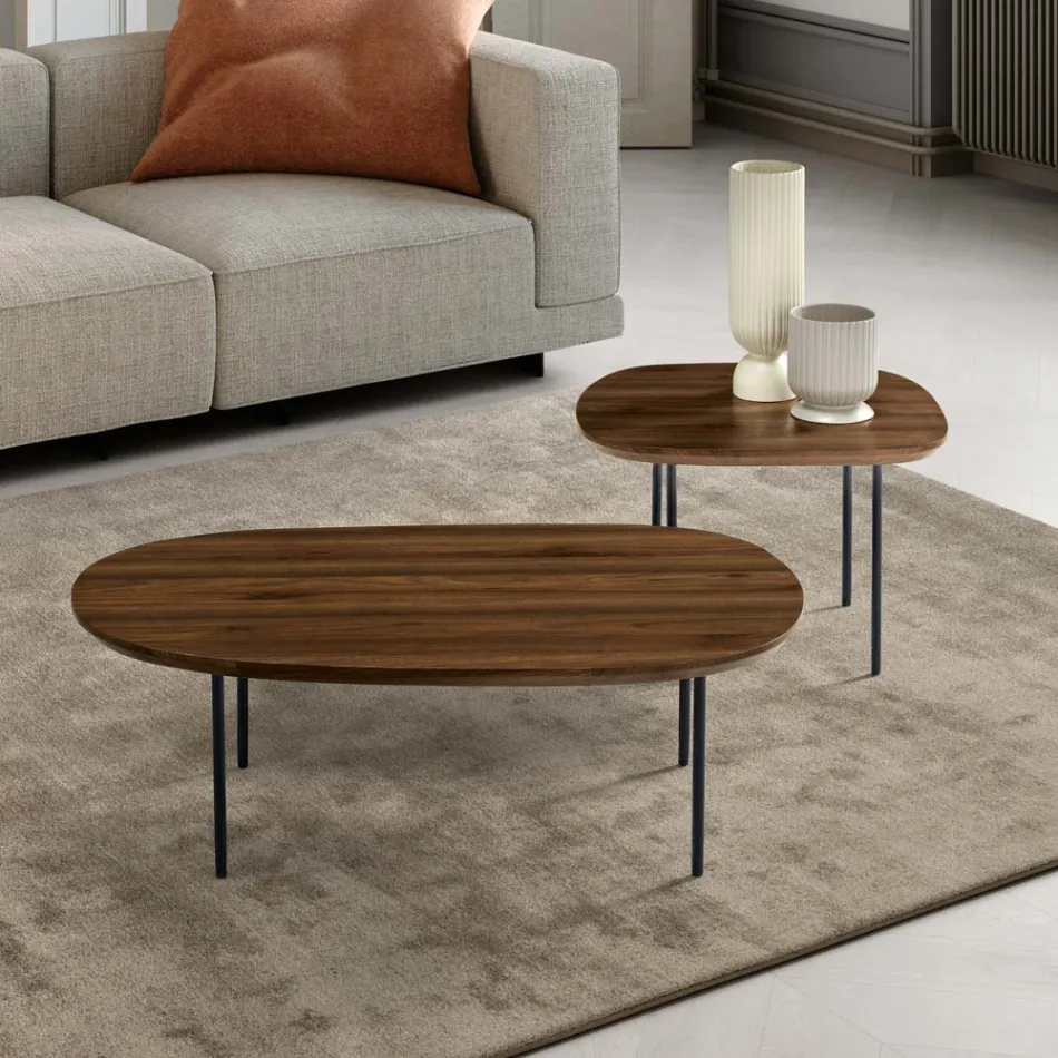 Shaped MDF Coffee Table Available in Two Sizes and Multiple Colors - Navis Viadurini