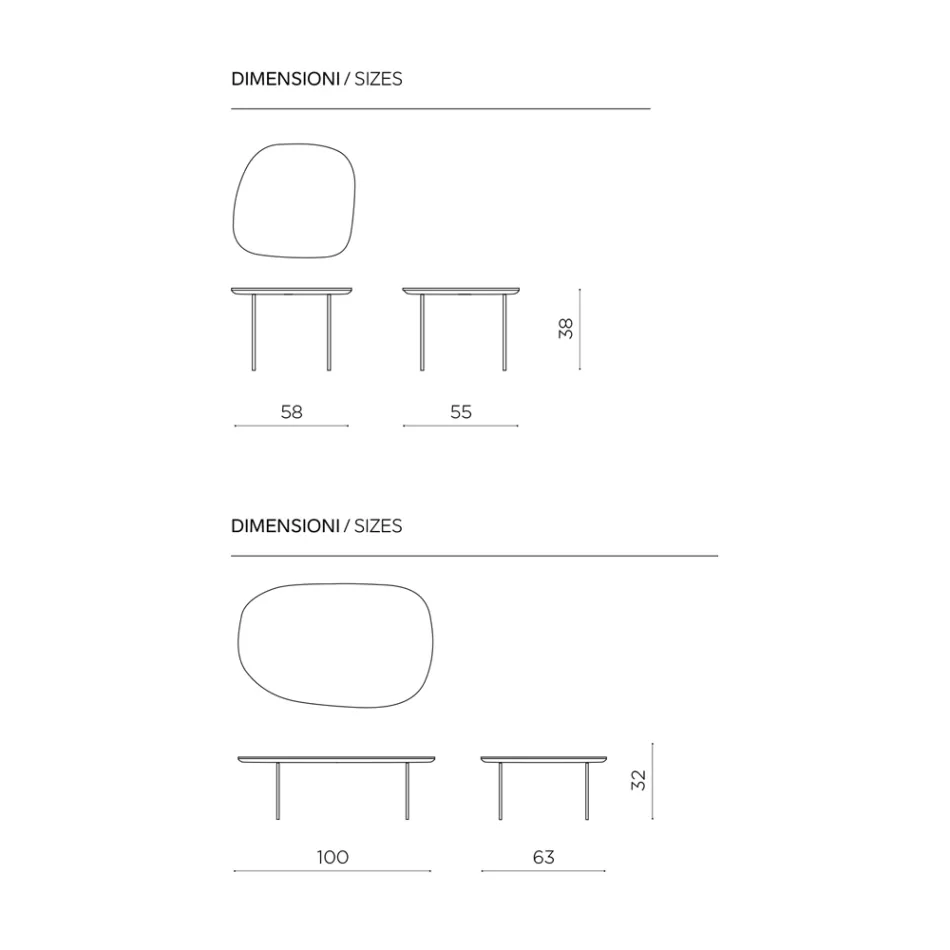 Shaped MDF Coffee Table Available in Two Sizes and Multiple Colors - Navis Viadurini