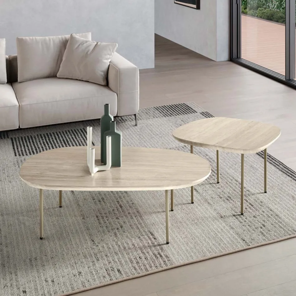 Shaped MDF Coffee Table Available in Two Sizes and Multiple Colors - Navis Viadurini