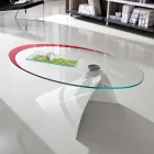 Coffee Table with Glass Top with Made in Italy Screen Printing - Campari Viadurini
