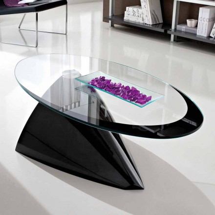 Coffee Table with Glass Top with Made in Italy Screen Printing - Campari Viadurini