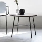 Coffee Table with Round Solid Wood Top Made in Italy - Makino Viadurini