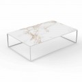 Modern Outdoor Coffee Table in Aluminum and Marble Effect Top - Suave by Vondom
