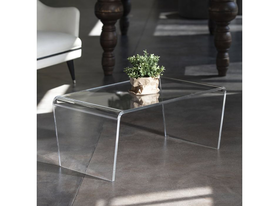 Coffee Table in Transparent Acrylic Crystal Hand Folded - Crosto Viadurini