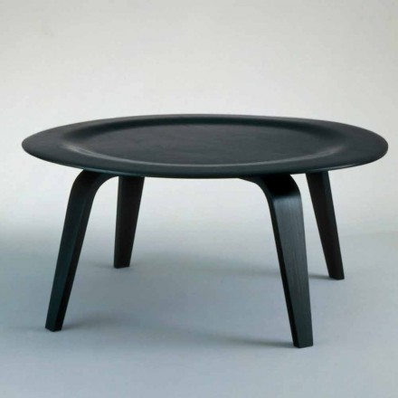 Coffee Table in Black Stained Ash with Round Top Made in Italy - Cariddi Viadurini