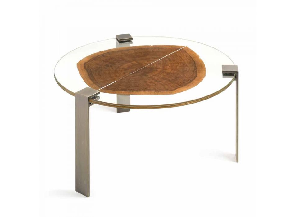 Coffee Table in Wood and Steel with Metal Legs Made in Italy - Damascus Viadurini