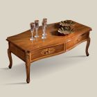Inlaid Wood Coffee Table with 2 Drawers Made in Italy - Katerine Viadurini