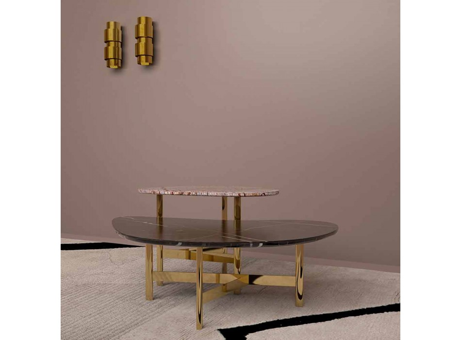 Lounge table in Black Marquinia or Forest Brown Marble Made in Italy - Manolo Viadurini