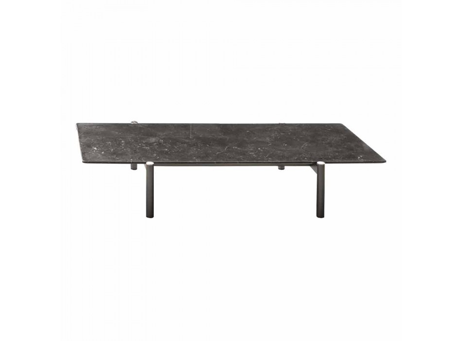 Metal Coffee Table with Marble Top, Precious Made in Italy - Ginseng Viadurini