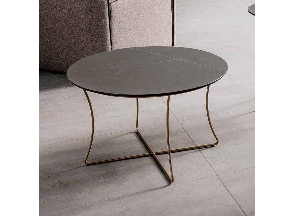 Coffee Table in Painted Metal with Hpl Top Made in Italy - Numbo Viadurini