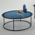 Coffee Table in Hammered Glass and Metal Made in Italy - Massimiliano