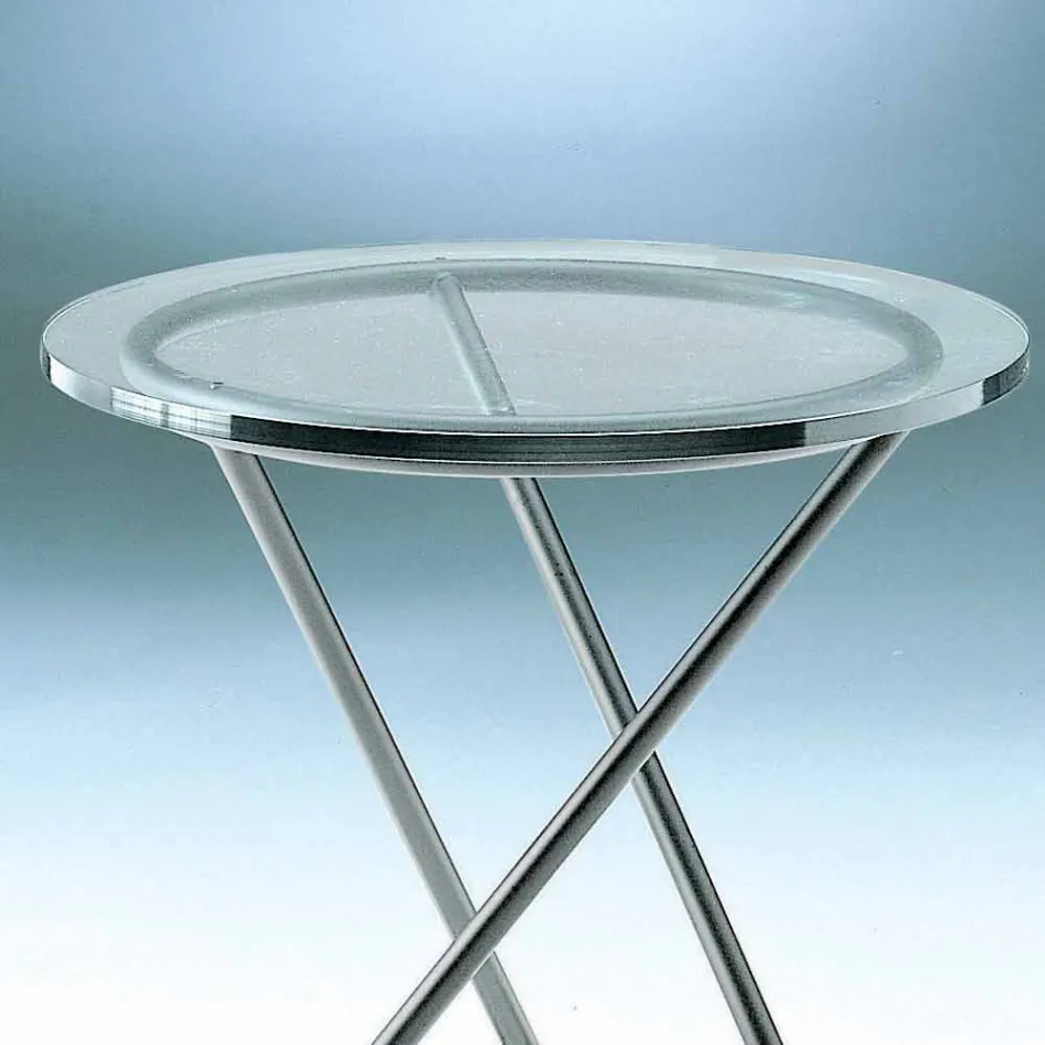 Coffee Table in Tempered Glass with Steel Base Made in Italy - Pegaso Viadurini