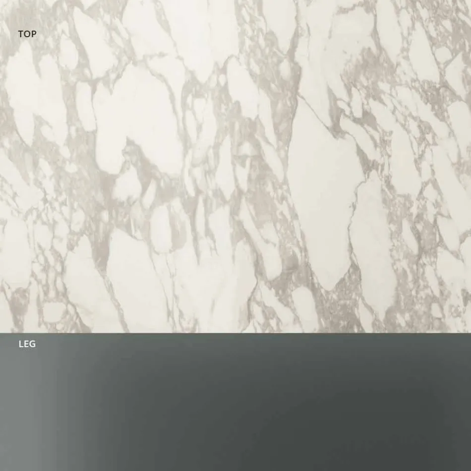 Sofa Side Coffee Table in Smoked Glass and Round Ceramic Top - Random Viadurini