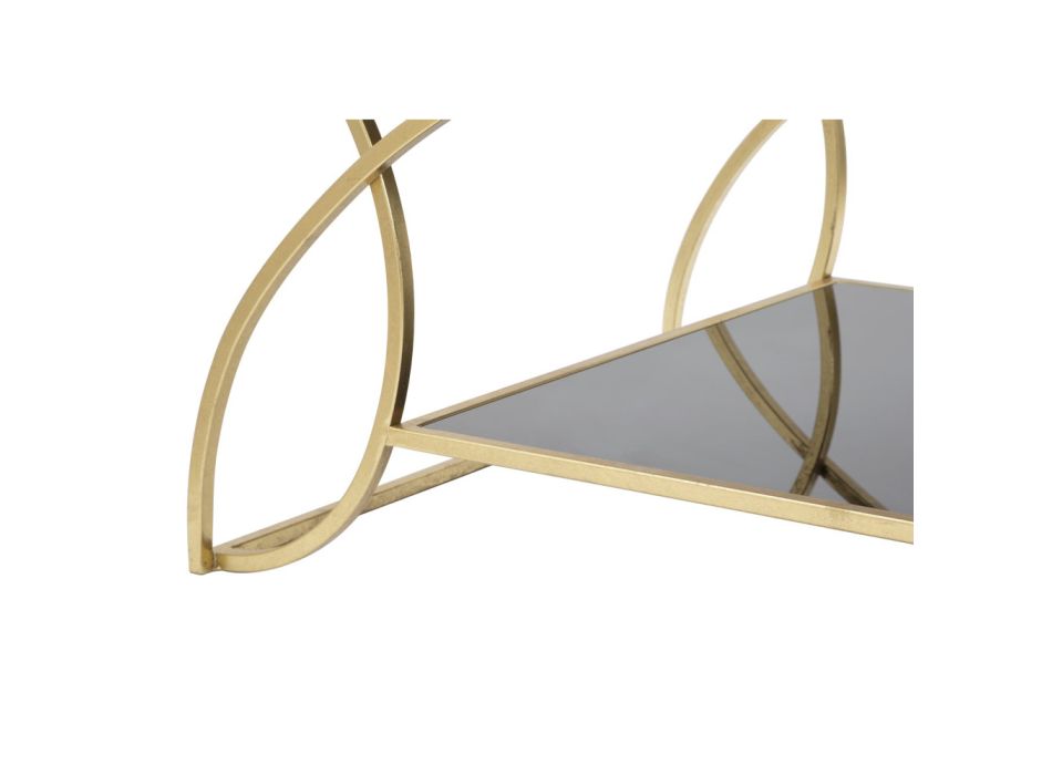 Gold Rectangular Coffee Table in Iron with Glass Top - Symbol Viadurini