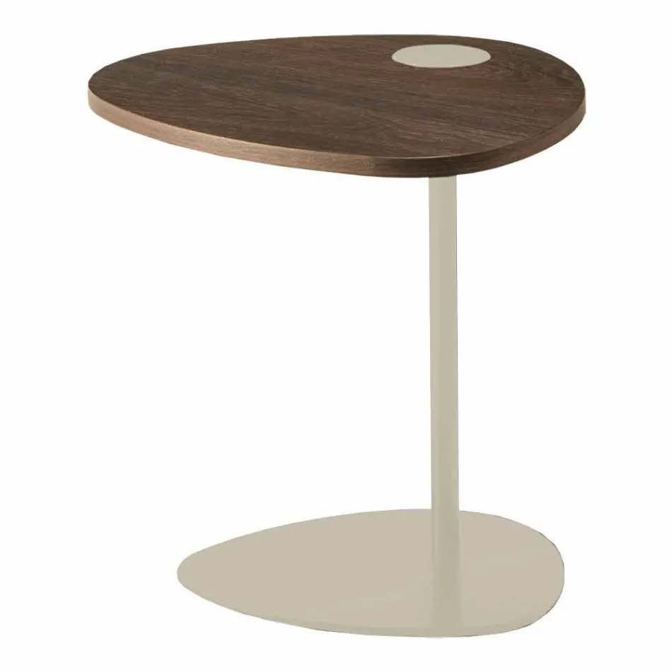 Living Room Coffee Table in Metal and Wooden Top, Luxury Design - Yassine Viadurini