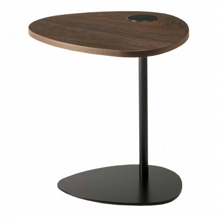 Living Room Coffee Table in Metal and Wooden Top, Luxury Design - Yassine Viadurini