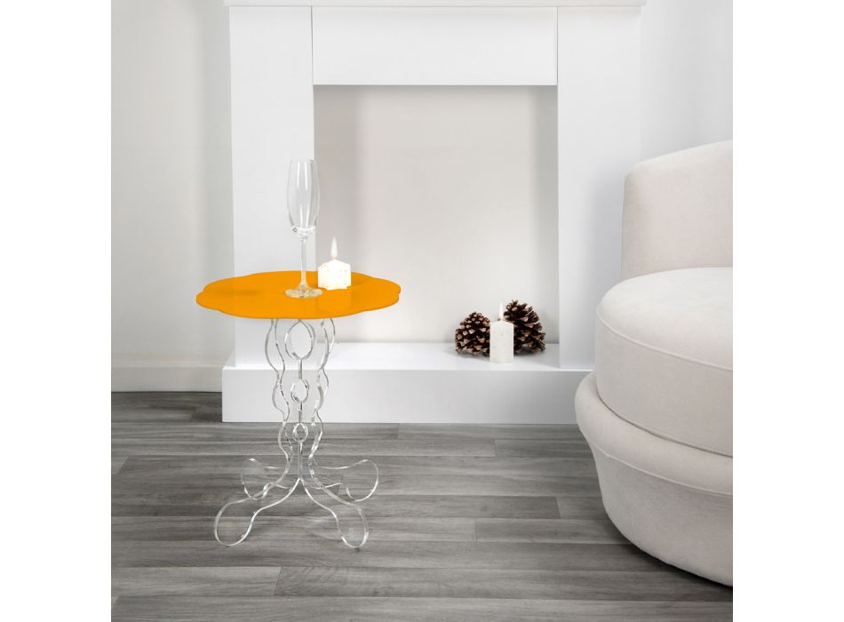 Orange round side table 50 cm Janis, modern design, made in Italy Viadurini