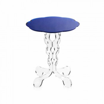 Round blue coffee table diameter 36 cm modern design Janis, made in Italy