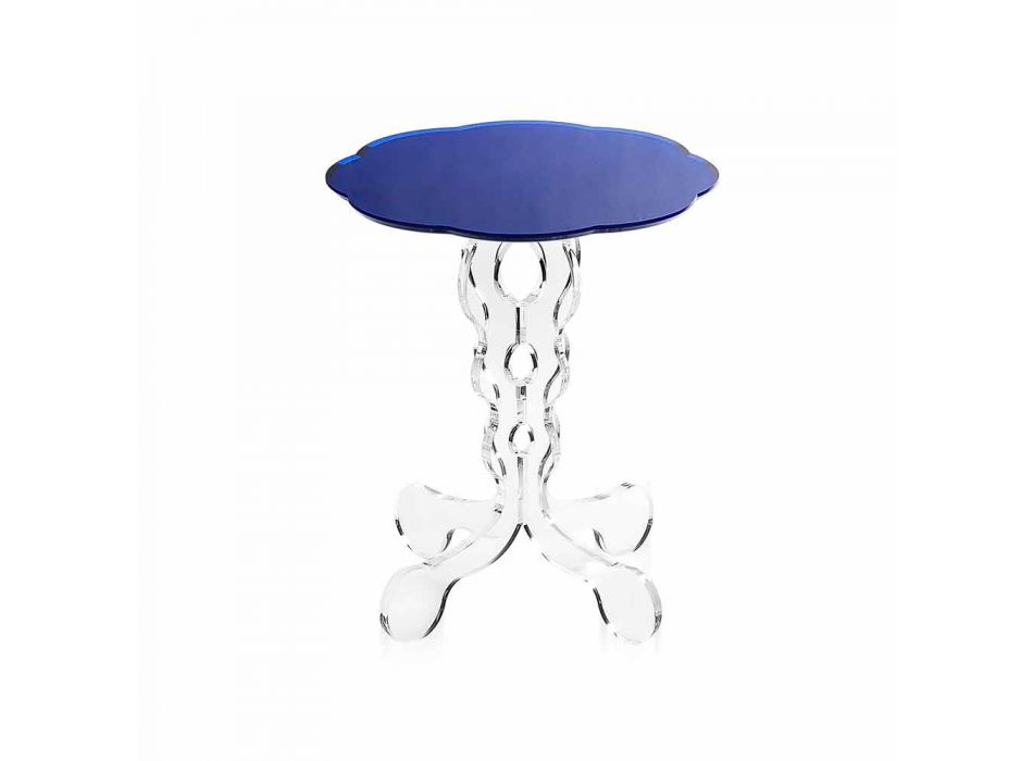 Round blue coffee table diameter 36 cm modern design Janis, made in Italy