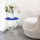 Round blue coffee table, diameter 36 cm, modern design Janis, made in Italy Viadurini