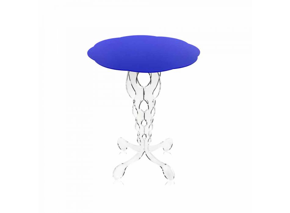 Round blue coffee table diameter 50 cm modern design Janis, made in Italy