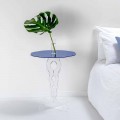 Blue round coffee table 50 cm Janis, modern design, made in Italy