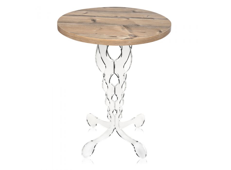 Round Coffee Table in Plexiglass and Oak Top 2 Dimensions - Phosphorus Viadurini