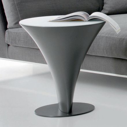 Round Coffee Table Boat Shape in Metal and Etched Glass - Boarding Viadurini
