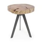 Round Coffee Table in Trunk of Wood and Steel Homemotion - Tancredi Viadurini