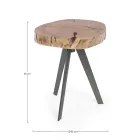Round Coffee Table in Trunk of Wood and Steel Homemotion - Tancredi Viadurini
