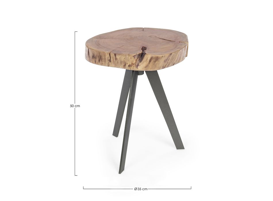 Round Coffee Table in Trunk of Wood and Steel Homemotion - Tancredi Viadurini