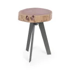 Round Coffee Table in Trunk of Wood and Steel Homemotion - Tancredi Viadurini