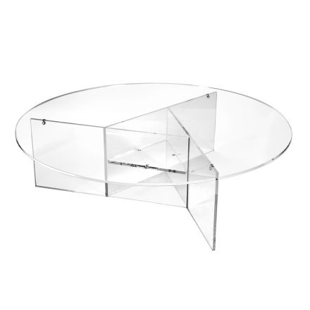 Round Coffee Table for Living Room in Transparent Plexiglass - Dazeglio Viadurini