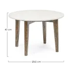 Round Coffee Table for Living Room in Marble and Mango Wood - Desiderio Viadurini